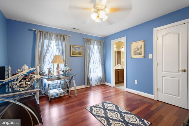 1 Pinkerton Ct, Stafford, VA 22554 - sitting room with a ceiling fan, hardwood / wood-style flooring, and baseboards