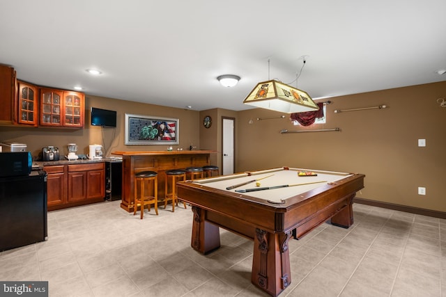 1 Pinkerton Ct, Stafford, VA 22554 - game room featuring bar area, billiards table, light tile patterned flooring, and recessed lighting