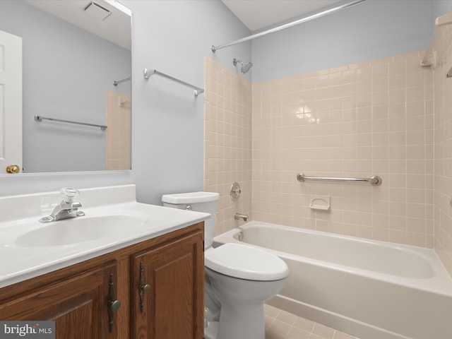8806 Cardinal Ct, Laurel, MD 20723 - bathroom with shower / bathtub combination, vanity, toilet, and tile patterned floors