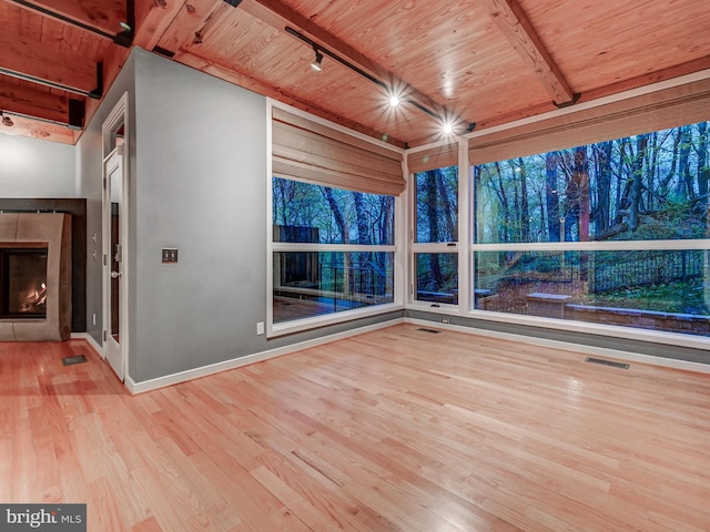 3411 Woodberry Ave, Baltimore, MD 21211 - interior space with wooden ceiling, wood finished floors, baseboards, and visible vents