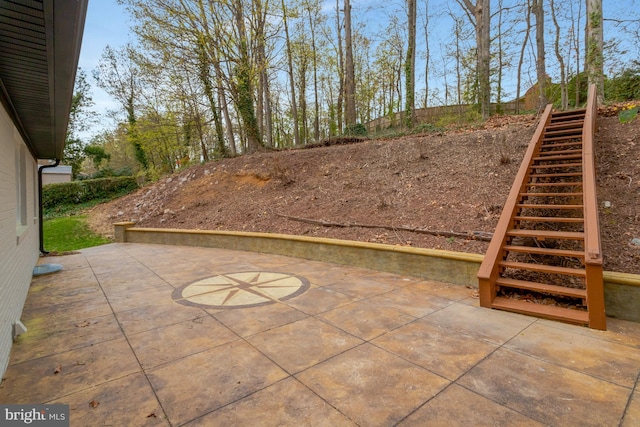 view of patio / terrace with stairway