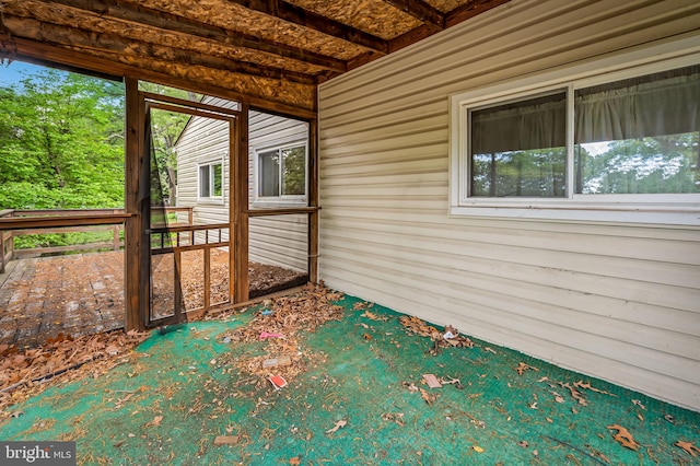 view of unfurnished sunroom