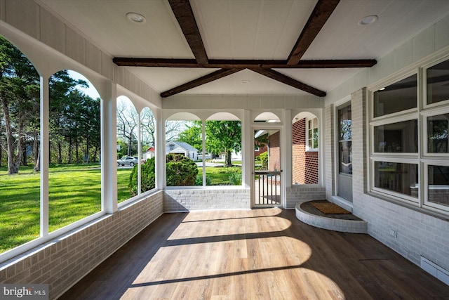 210 N Main St, Berlin, MD 21811 - unfurnished sunroom with beamed ceiling