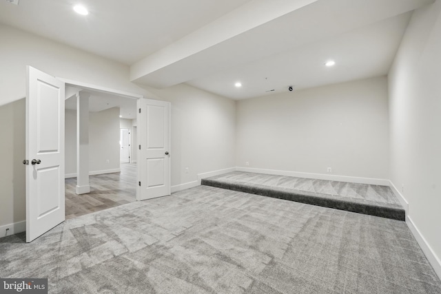 8504 Wendy St, Clinton, MD 20735 - below grade area with carpet, baseboards, and recessed lighting