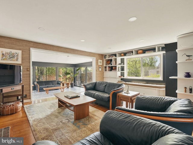 living area featuring wood finished floors