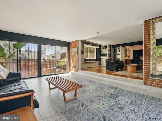 view of tiled living area