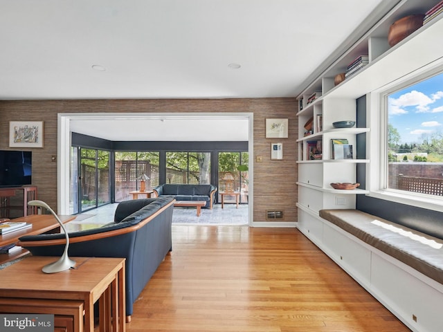 living area with light wood-style flooring