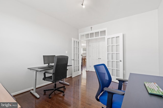 42364 Winsbury W Pl, Sterling, VA 20166 - office area featuring french doors, wood finished floors, and baseboards