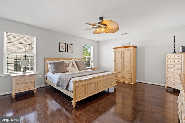 42364 Winsbury W Pl, Sterling, VA 20166 - bedroom featuring dark wood-type flooring, baseboards, and ceiling fan
