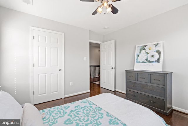 42364 Winsbury W Pl, Sterling, VA 20166 - bedroom featuring dark wood-style floors, baseboards, and ceiling fan