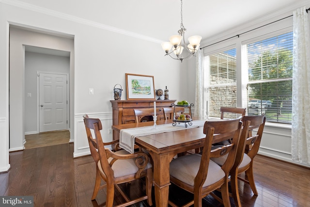 42364 Winsbury W Pl, Sterling, VA 20166 - dining room with a chandelier, dark wood-type flooring, and ornamental molding