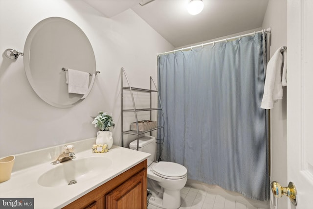 12015 Johns Pl, Fairfax, VA 22033 - full bathroom featuring toilet, vanity, tile patterned flooring, and a shower with shower curtain