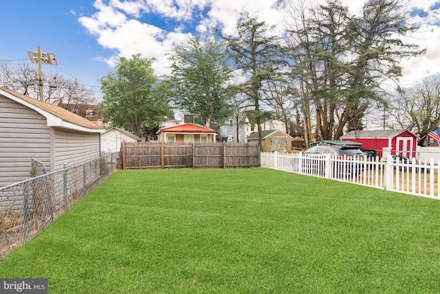 view of yard featuring a fenced backyard