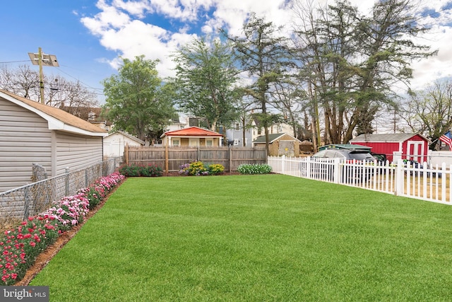 view of yard with a fenced backyard