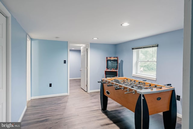 97 Winding Creek Rd, Stafford, VA 22554 - rec room featuring wood finished floors, baseboards, and recessed lighting