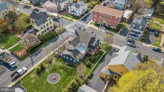 birds eye view of property with a residential view