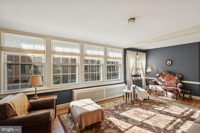 sunroom / solarium featuring radiator