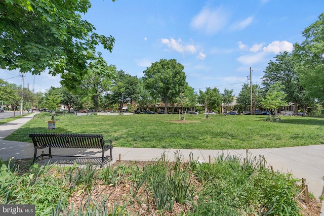 view of home's community with a lawn