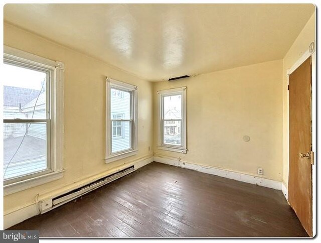 207 S 4th St, Millville, NJ 08332 - empty room with hardwood / wood-style flooring, a baseboard radiator, and baseboards