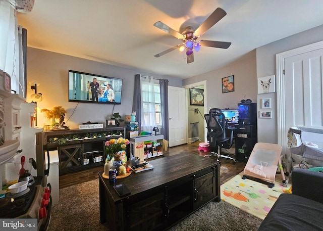 801 Spruce St, Trenton, NJ 08638 - living room with ceiling fan and wood finished floors