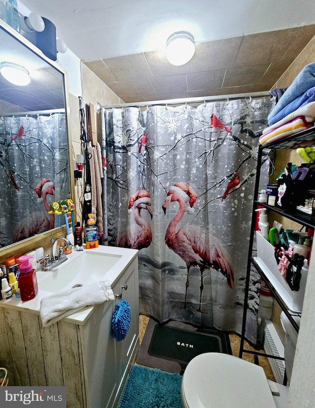 801 Spruce St, Trenton, NJ 08638 - full bath with toilet, vanity, and a shower with shower curtain