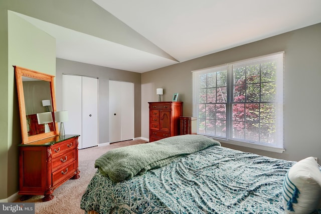 312 Talbot Ct, Abingdon, MD 21009 - bedroom with two closets, light colored carpet, multiple windows, and lofted ceiling