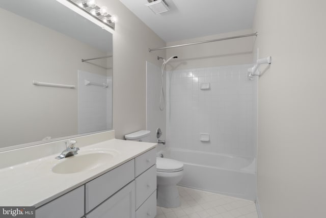 20461 Mcgees Ferry Way, Sterling, VA 20165 - bathroom with toilet, vanity, shower / bath combination, and tile patterned floors