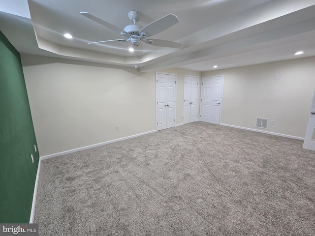 interior space featuring recessed lighting, visible vents, and baseboards
