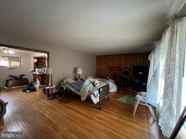 bedroom with light wood finished floors