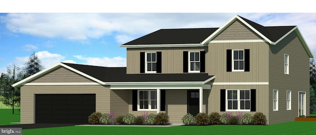 9 Dustin Dr, Halifax, PA 17032 - view of front of house featuring an attached garage, a front yard, covered porch, and driveway