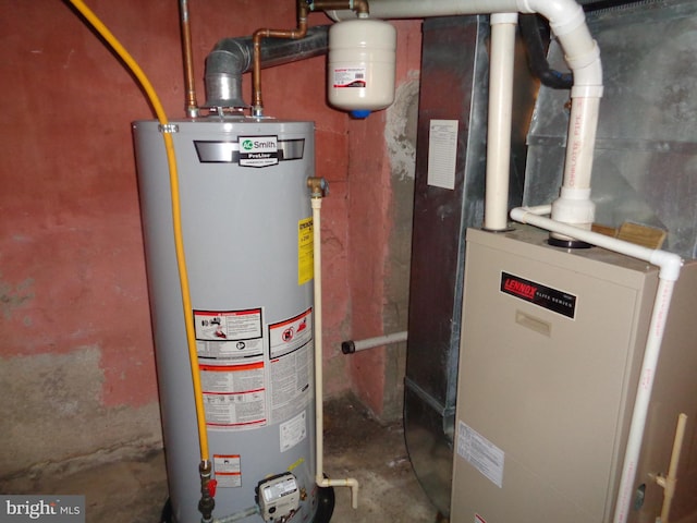 utilities with water heater and heating unit