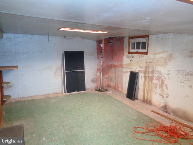 view of unfinished basement