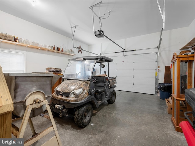 garage with a garage door opener