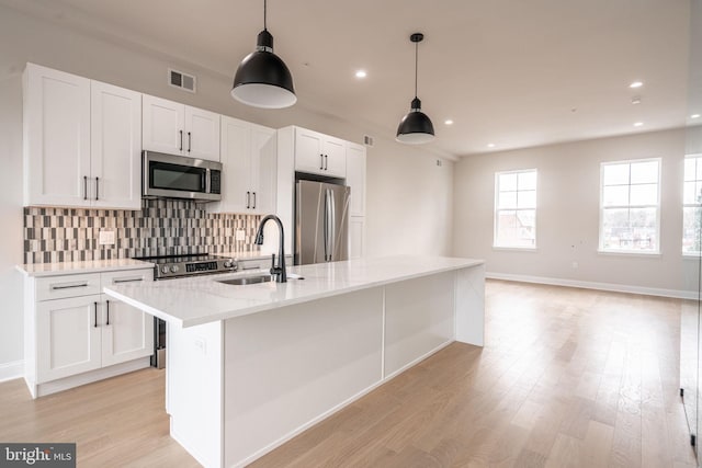 4030 Marilyn Dr, Philadelphia, PA 19131 - kitchen featuring a sink, visible vents, white cabinets, and appliances with stainless steel finishes