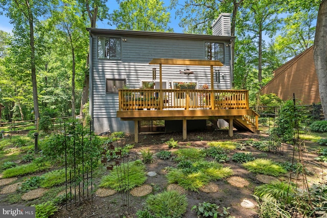 7536 Weather Worn Way, Columbia, MD 21046 - back of house featuring a deck, a chimney, and stairway
