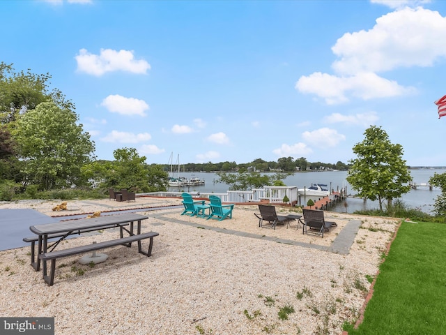 view of community featuring a water view