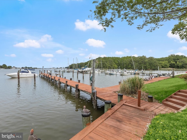 dock area featuring a water view