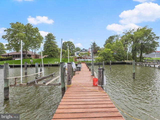 dock area featuring a water view