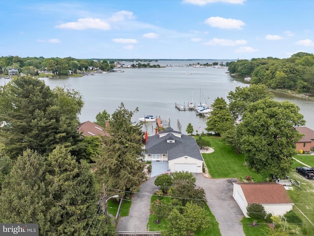 bird's eye view of a nearby body of water