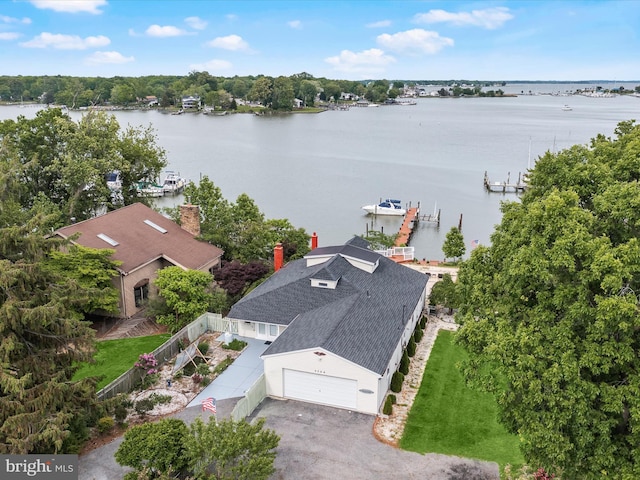 view of subject property with a nearby body of water