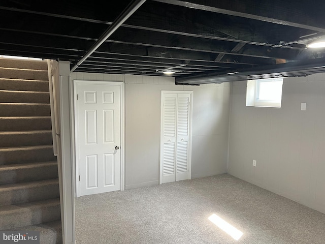 4301 Brehms Ln, Baltimore, MD 21206 - below grade area with stairs and carpet floors