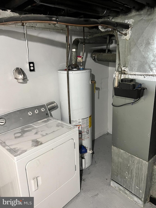 4301 Brehms Ln, Baltimore, MD 21206 - clothes washing area featuring washer / clothes dryer and water heater