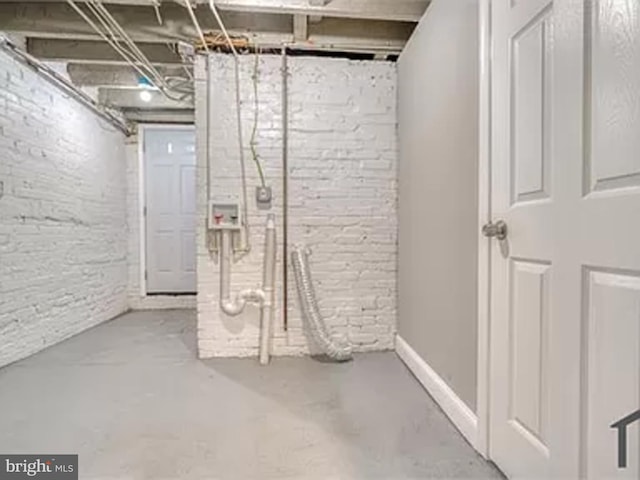 view of unfinished basement