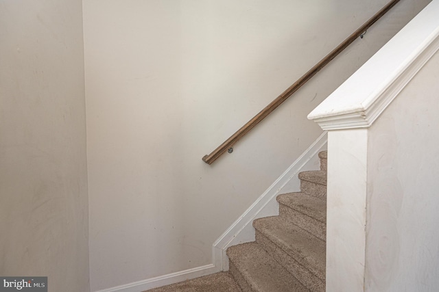 417 Lena Ln, Fruitland, MD 21826 - stairs featuring baseboards and carpet