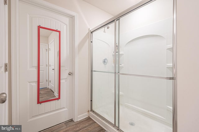 417 Lena Ln, Fruitland, MD 21826 - full bath featuring wood finished floors and a shower stall