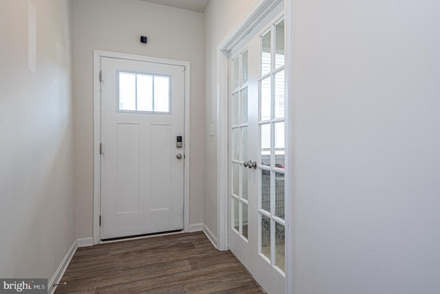 417 Lena Ln, Fruitland, MD 21826 - entryway featuring baseboards and dark wood-style floors
