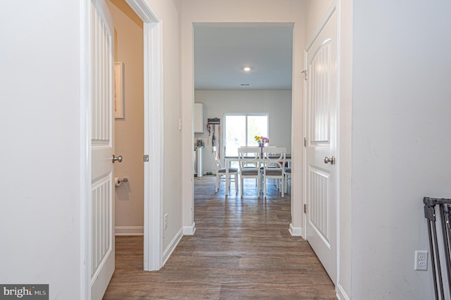 417 Lena Ln, Fruitland, MD 21826 - hallway with baseboards, wood finished floors, and recessed lighting