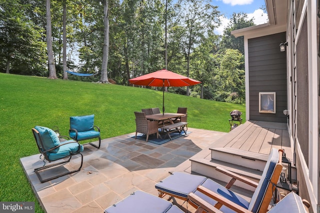 view of patio featuring outdoor dining area