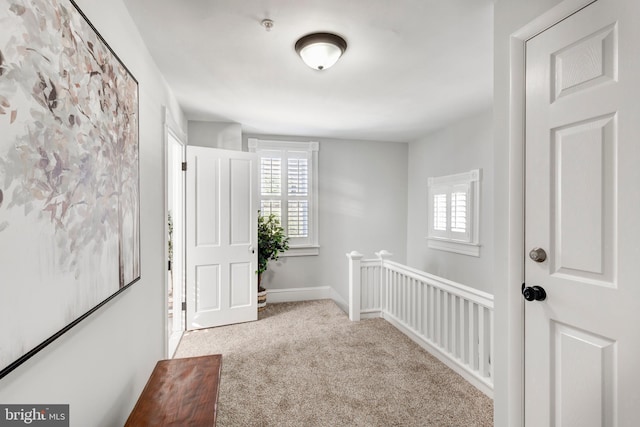 548 Uniontown Rd, Westminster, MD 21158 - interior space featuring carpet floors, baseboards, an upstairs landing, and a healthy amount of sunlight