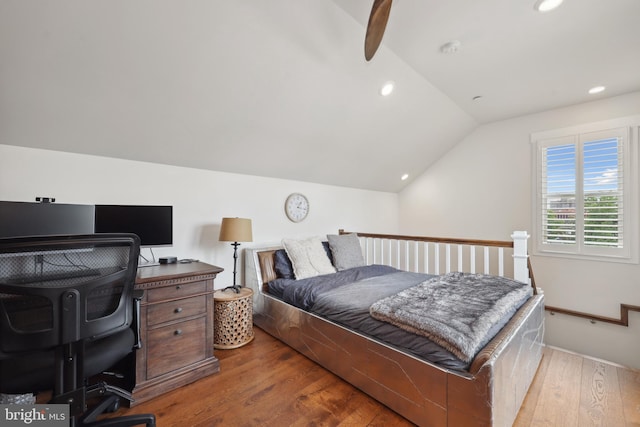 1353 Powhatan St, Alexandria, VA 22314 - bedroom featuring vaulted ceiling, wood finished floors, and recessed lighting